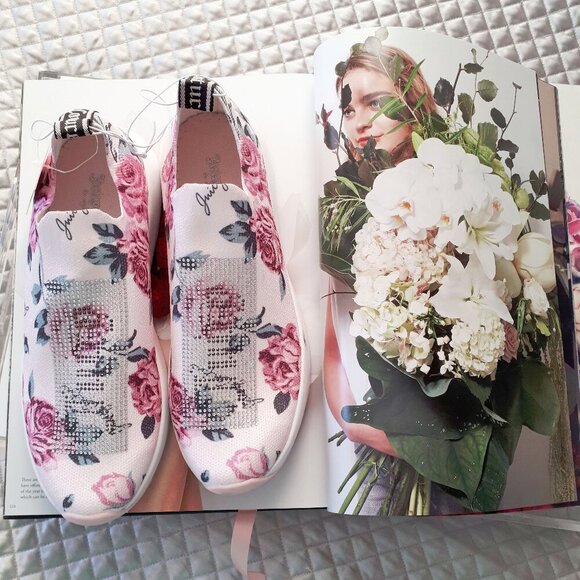 NWT Juicy Couture floral print and crystal embellished slip on knit sneakers, 10 - Picture 3 of 12